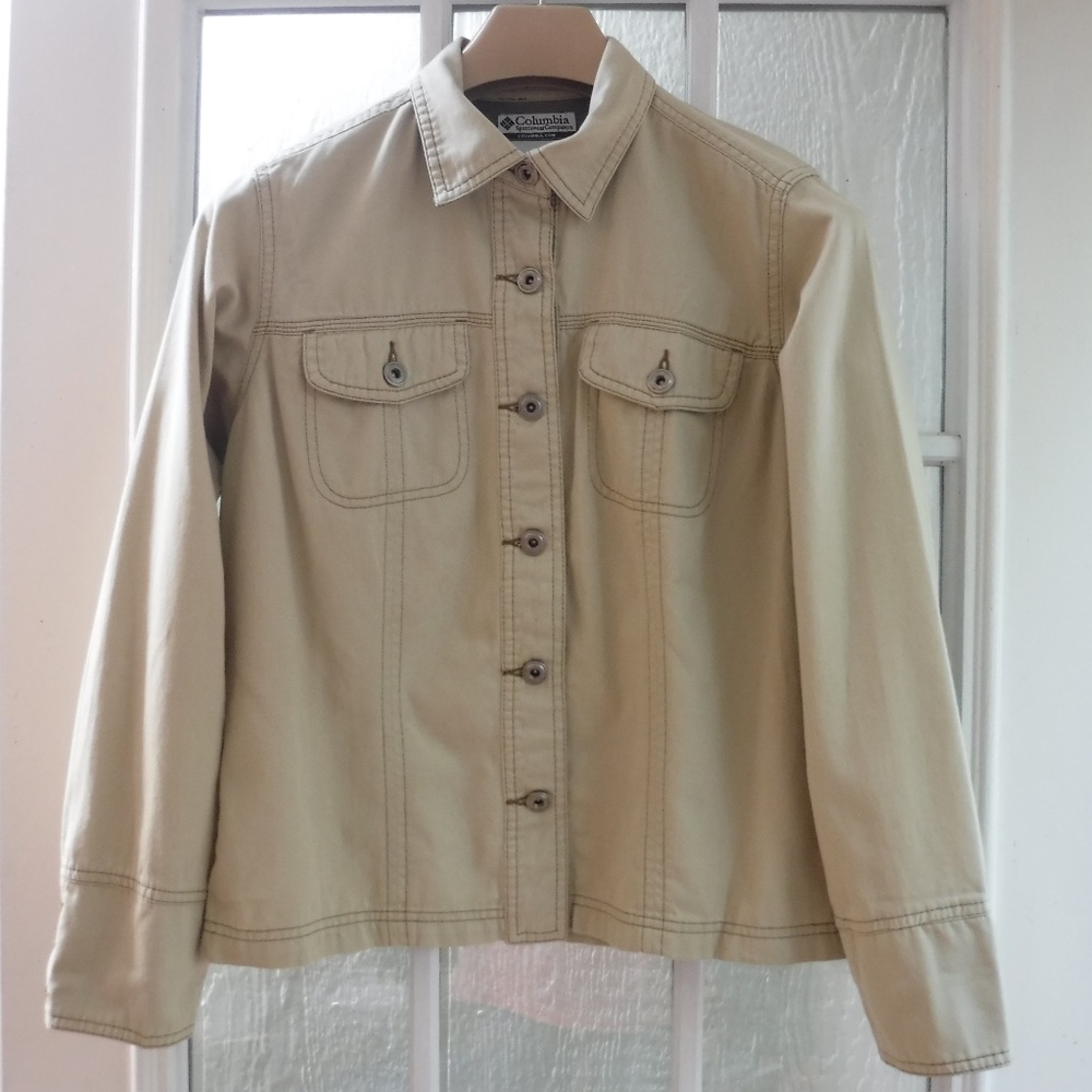 Columbia Beige Button Up Collared Jacket - image 1